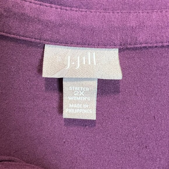 J Jill Dress 2X Shirt Plum Purple Shift Stretch Long Sleeve V-Neck Above Knee - Picture 6 of 13